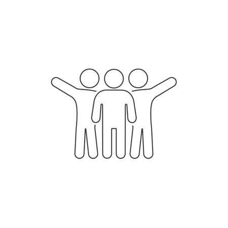 Friends vector line icon men, group illustration. Successful people businessmen iconのイラスト素材