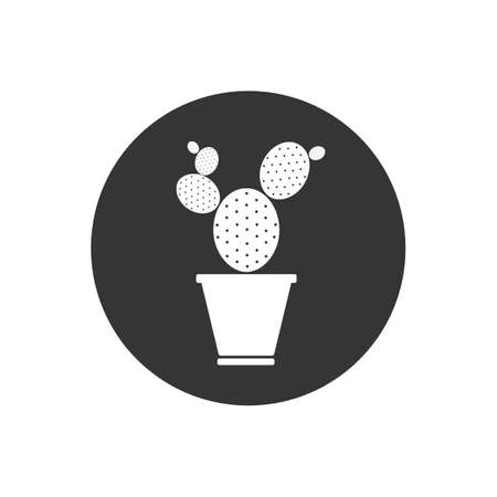 Cactus white icon simple gardening illustration plant vector signのイラスト素材