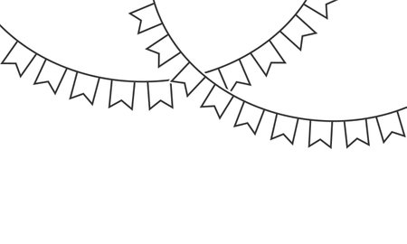 Holiday flags garlands flat line icon. Vector illustrationのイラスト素材