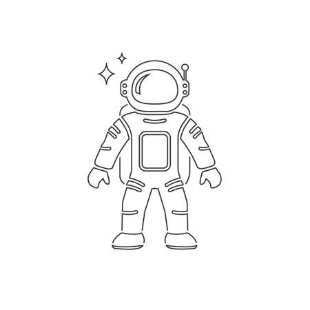 Astronaut Flat Line Icon Vector illustrationのイラスト素材