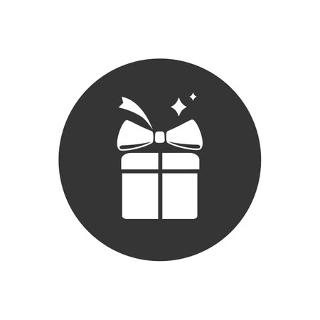 Gift box in flat style. Vector flat white iconのイラスト素材