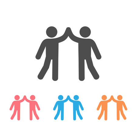 High five hand gesture silhouette icon set. Friendship. Friends. Isolated vector illustration. Editable strokeのイラスト素材