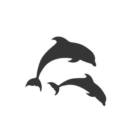 Dolphins graphic icon. Signs swimming dolphins isolated on white background. Sea life symbols. Vector illustrationのイラスト素材
