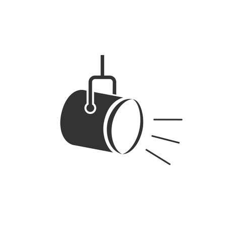 Spotlight icon in flat style. Lamp vector illustration on white isolated background. Flashlight business conceptのイラスト素材