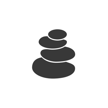 Stones pyramid icon, balance concept for spa massage, editable stroke vectorのイラスト素材