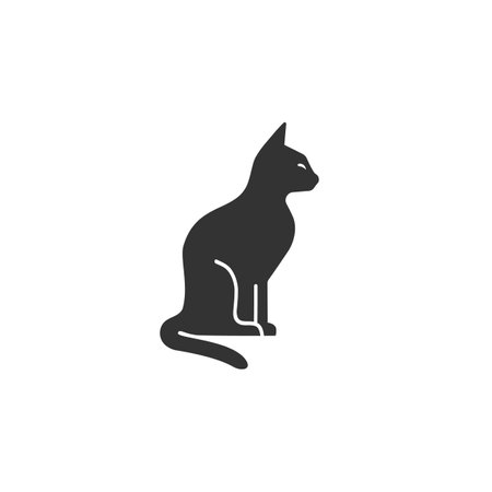 Black cat icon silhouette. Vector cat silhouette view side for retro logosのイラスト素材