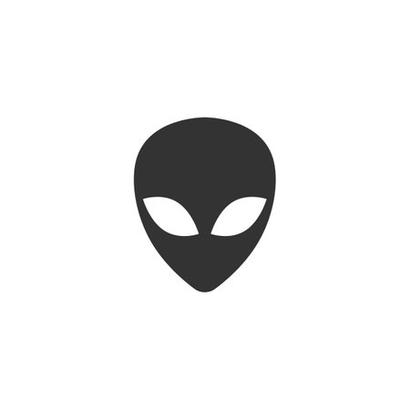 Black Alien icon isolated on white background. Extraterrestrial alien face or head symbol. Vectorのイラスト素材