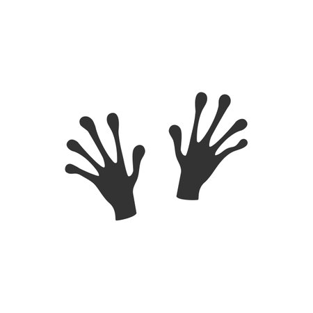 Vector illustration. The black hands of an alien isolated on white. Hand drawn simple doodle clipart.のイラスト素材