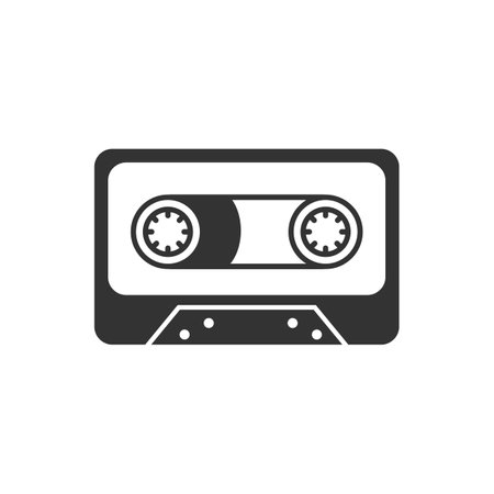 Cassette tape icon. Vector illustration flat signのイラスト素材