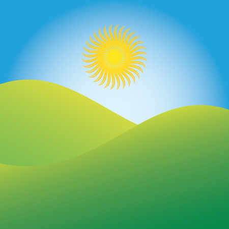 Sun Rising Over Green Hillsのイラスト素材