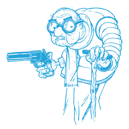 Old Man with a Gunのイラスト素材