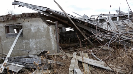 Forgotten Farm House Ruins in the Countryの写真素材