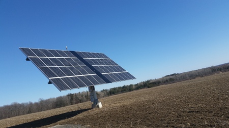 Farm Solar Panel Dish in the Countryの写真素材
