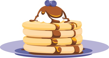 Spot illustration of a delicious stack of blueberry pancakes.の写真素材