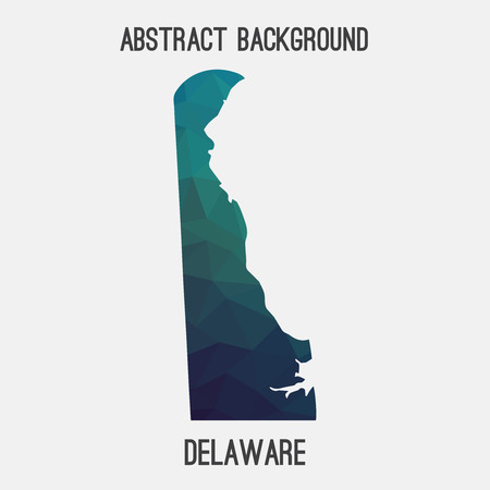 Delaware map in geometric polygonal, mosaic style.Abstract tessellation, modern design background, low poly. illustration.のイラスト素材