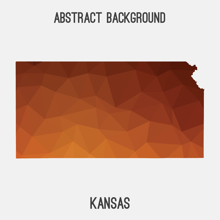 Kansas map in geometric polygonal, mosaic style.Abstract tessellation, modern design background, low poly. illustration.のイラスト素材