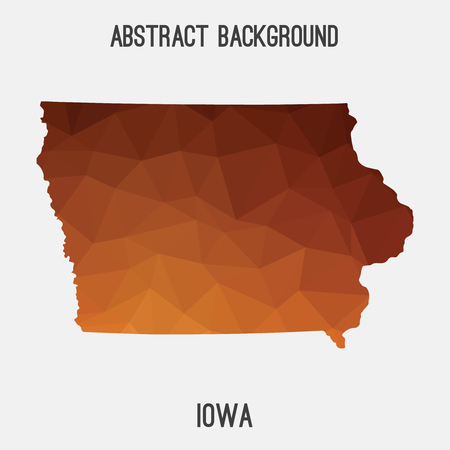 Iowa map in geometric polygonal, mosaic style.Abstract tessellation, modern design background, low poly.  illustration.のイラスト素材