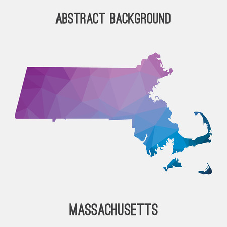 Massachusetts map in geometric polygonal, mosaic style.Abstract tessellation, modern design background, low poly. illustration.のイラスト素材