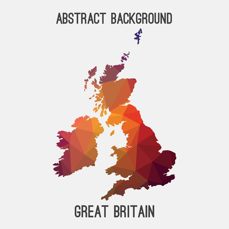 United Kingdom, Great Britain, UK, GB map in geometric polygonal, mosaic style.Abstract tessellation, modern design background.のイラスト素材
