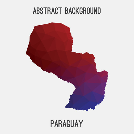 Paraguay map in geometric polygonal, mosaic style.Abstract tessellation, modern design background, low poly. Vector illustration.のイラスト素材