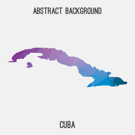 Cuba map in geometric polygonal, mosaic style.Abstract tessellation, modern design background, low poly. illustration.のイラスト素材