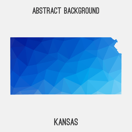 Kansas map in geometric polygonal, mosaic style.Abstract tessellation, modern design background.のイラスト素材