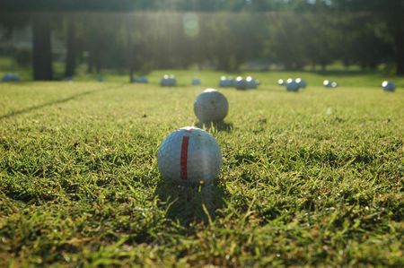 balls on the golf fieldの写真素材