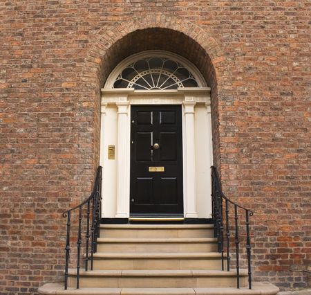 Elegant black arched entrance doorの写真素材