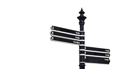 Black blank signpost isolated on a white backgroundの写真素材