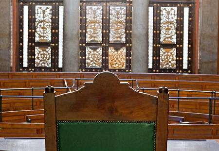 View into courtroom from judges chair