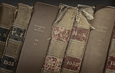 Archive of old probate books in a libraryの写真素材