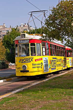 ANTALYA TURKEY DECEMBER 1 2014. Old nostalgic public transport tram in ANTALYA TURKEYのeditorial素材