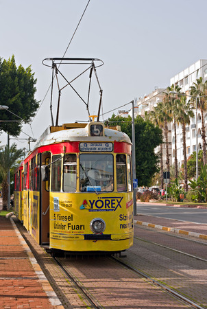 ANTALYA TURKEY DECEMBER 1 2014. Old nostalgic public transport tram in ANTALYA TURKEYのeditorial素材