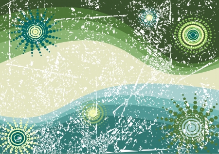 shabby retro background, green and blue vector illustrationのイラスト素材