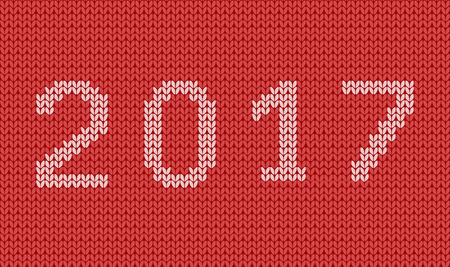 christmas seamless red knitting pattern, new year 2017, vector illustrationのイラスト素材