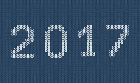 christmas seamless blue knitting pattern, new year 2017, vector illustrationのイラスト素材