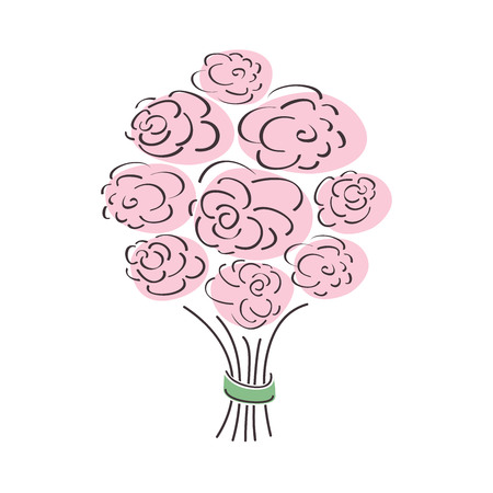 Rose bouquet outline, vector illustrationのイラスト素材