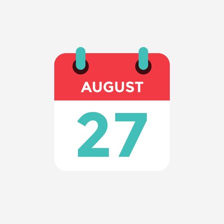 Flat icon calendar 27 o fAugust . Date, day and month. Vector illustration.のイラスト素材