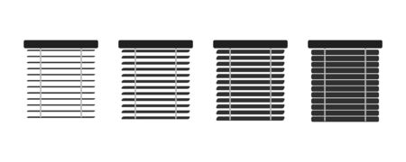 Set of isolated icons window blinds. Jalousie set, Interior design, vector illustration.のイラスト素材