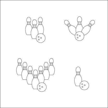 Bowling icon outline set. Information design. Vector web element.のイラスト素材