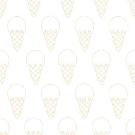 Outline ice cream pattern. Seamless pattern with ice-cream cone. Vector illustration.のイラスト素材