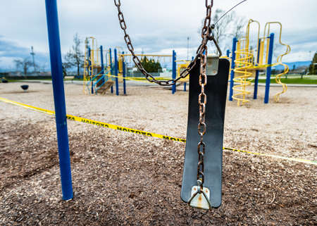 Surrey, Canada - Mar 29, 2020: Playground closed due to Coronavirus pandemicのeditorial素材