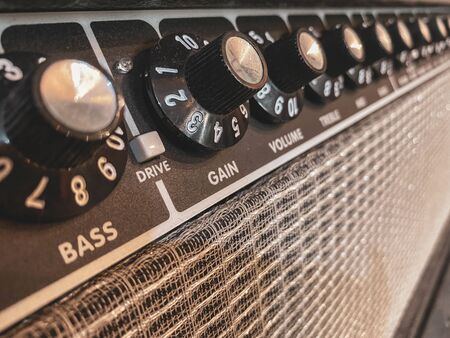 Close up of a vintage amplifier master volume knob.の写真素材