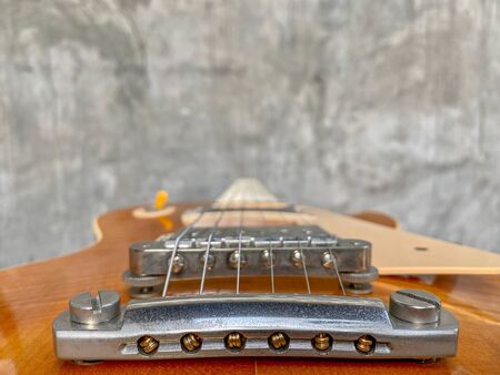 Electric Guitar Bridge Close up.の写真素材