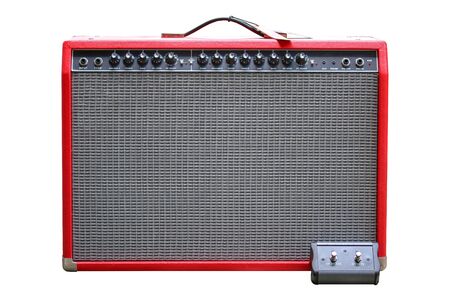 Isolated Red Amplifier with white background.musician conceptの写真素材