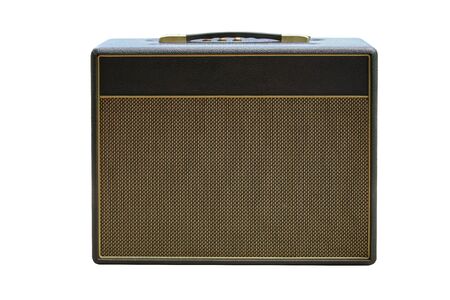 Isolated vintage amplifier with white background.の写真素材