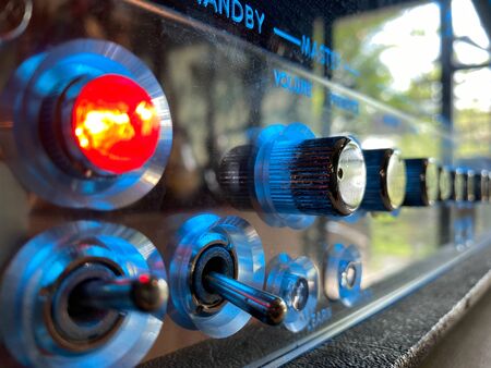 Close-up volume knob of guitar amplifier.の写真素材