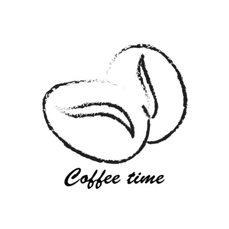 coffee beans in graphic style hand-drawn vector illustration.のイラスト素材