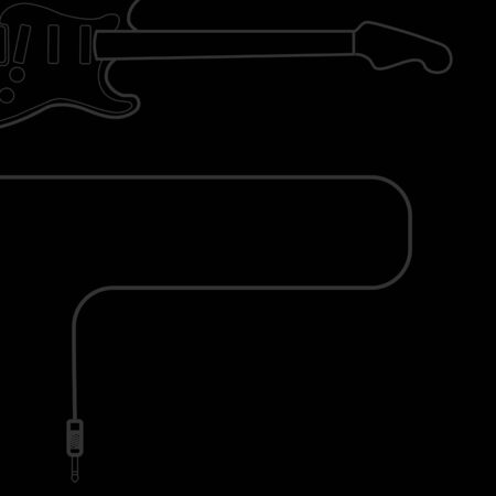 Electric guitar and cable on black background. concept for music strore,web design,black friday.のイラスト素材