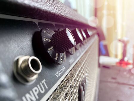 close-up power amplifier with the sunrise and bokeh.の写真素材